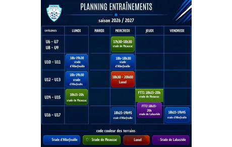 Planning des entrainements